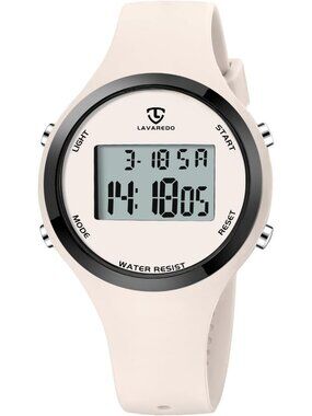 Women's All Off White Quartz Chronograph Waterproof Outdoor Sport Digital Watch